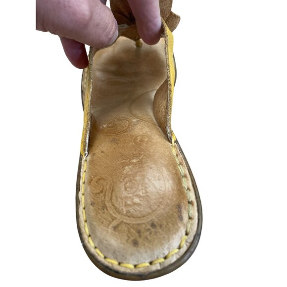 Born Womens Yellow Leather Floral 2.5" Wedge Sandals Size 8/39 SKU 8369 - Picture 12 of 13